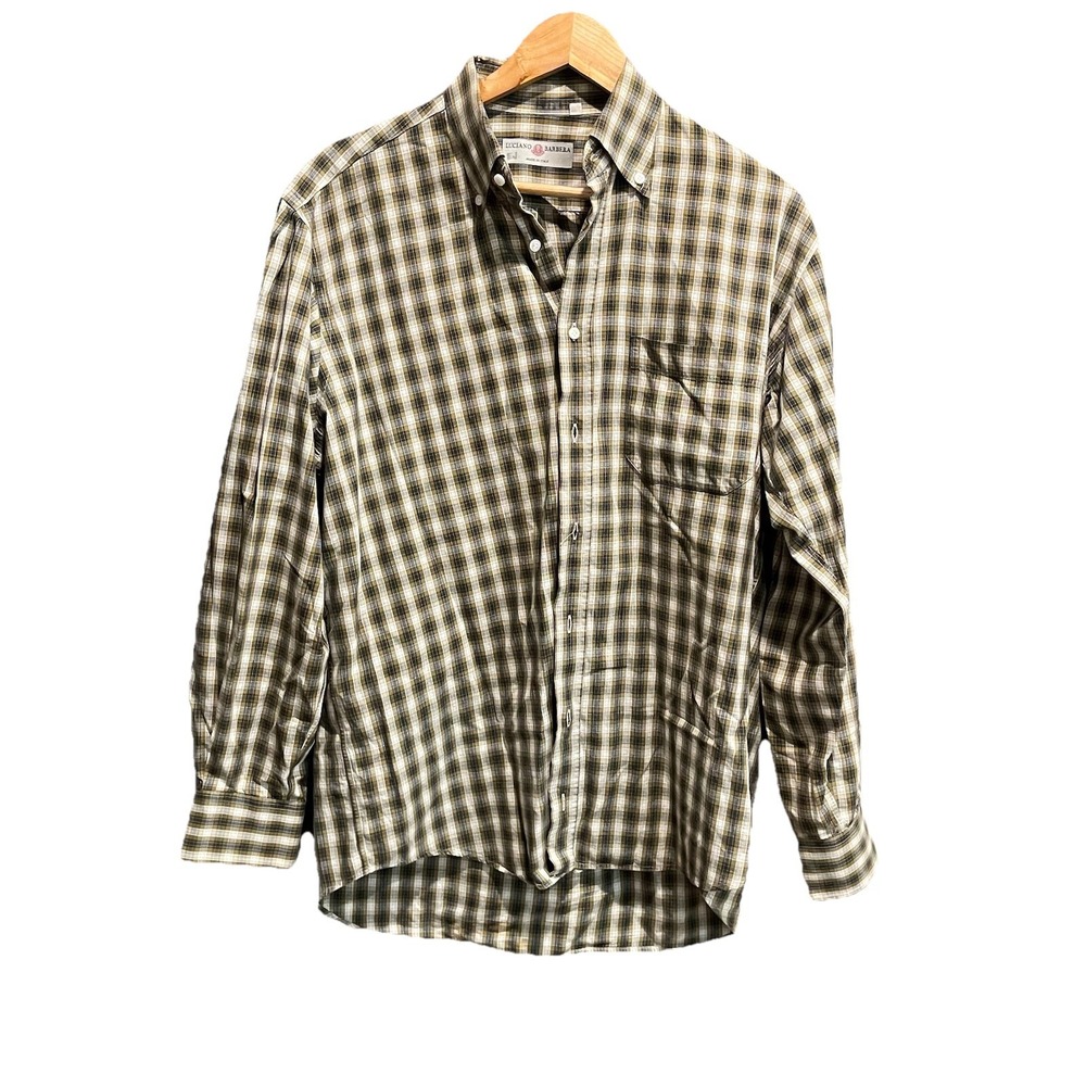 Luciano Barbera Plaid Men's Long‎ Sleeve Button Down Shirt Size 41 | 16